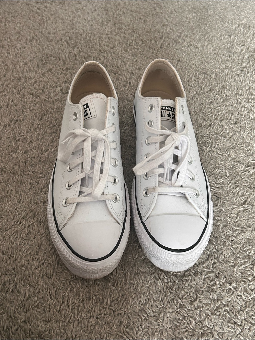 White low top platform converse